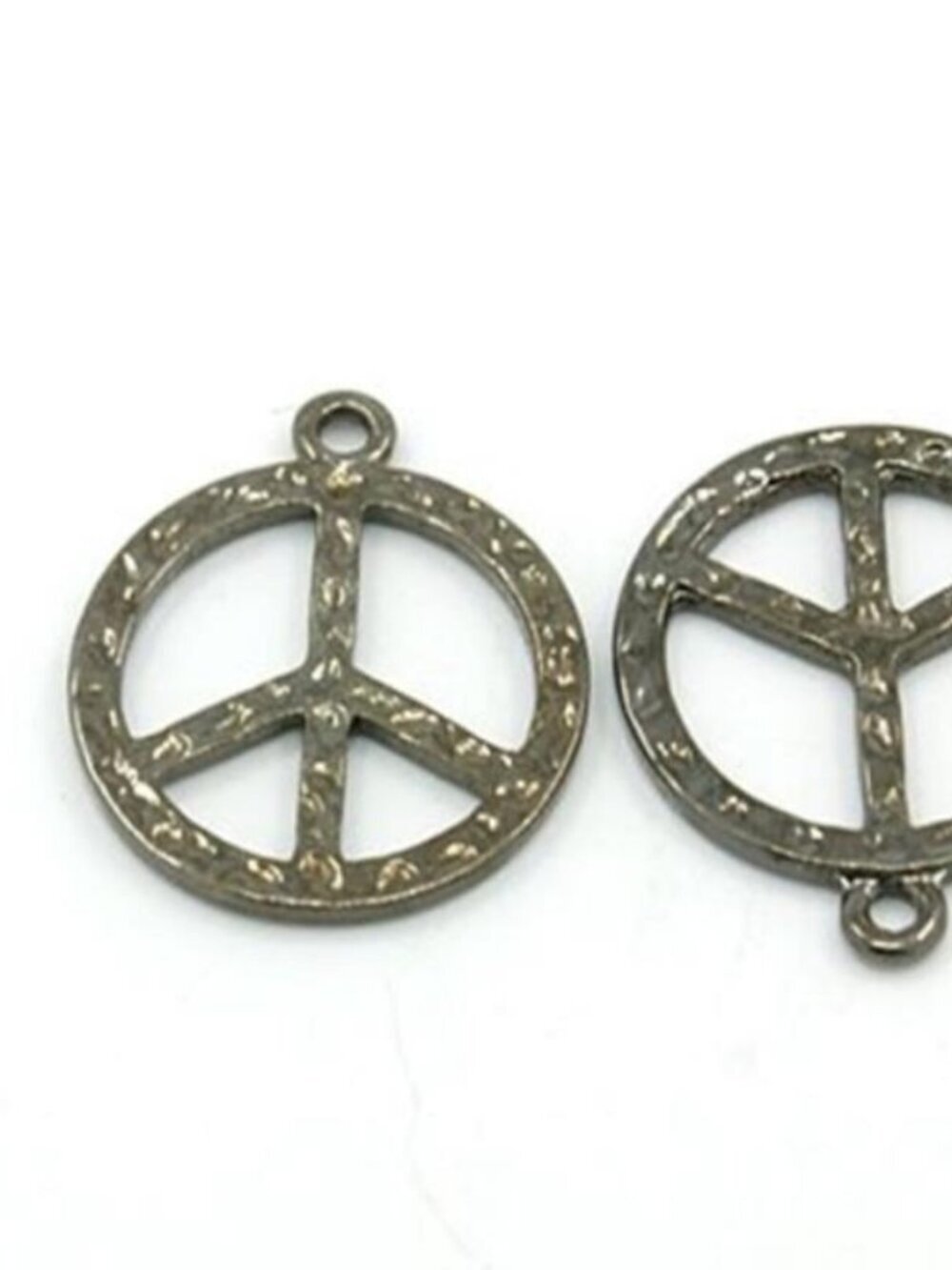 10 Hammered Gunmetal Black Peace Sign Charms Pendants 26X23mm